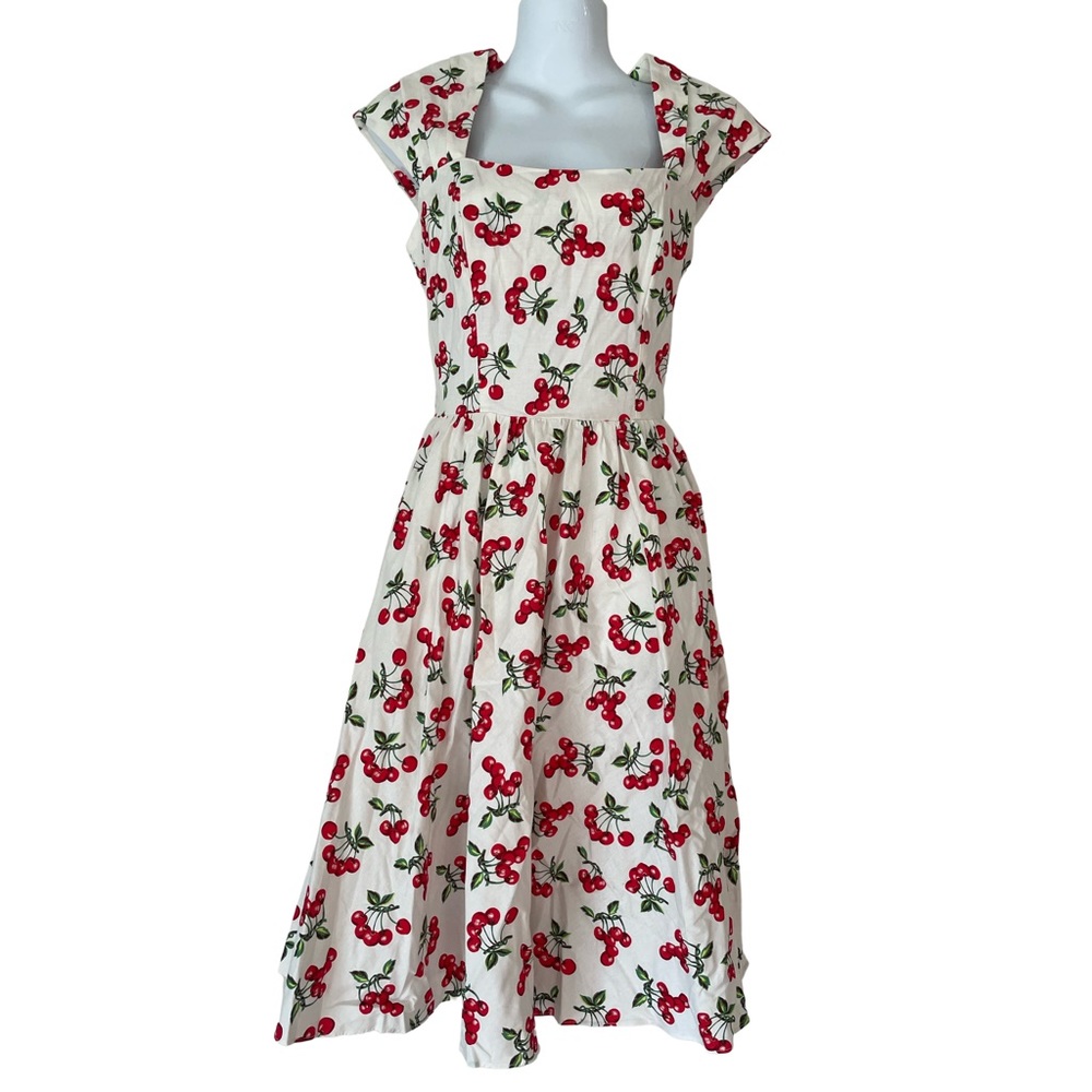 Bernie Dexter Cherry Retro PinUp Style Dress, Pockets, no size tag, likely xs
